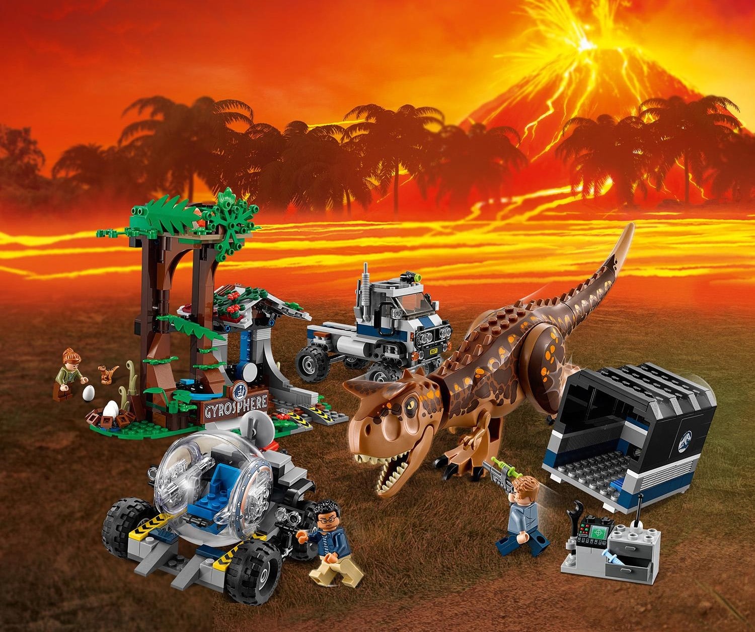 Конструктор Lego Jurassic World – Побег в гиросфере от карнотавра  